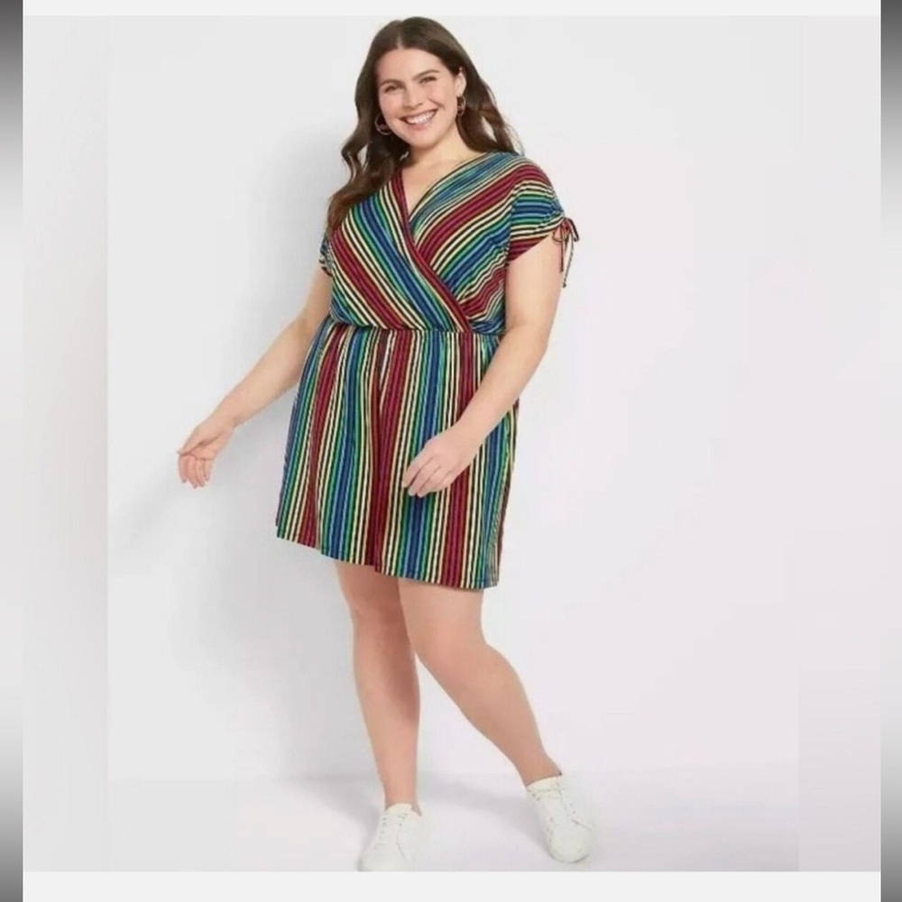 Lane Bryant Colorful Striped Romper size 14/16